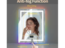 Best Fativo Espejo de baño 90x70cm RGB y LED regulable + antivaho + Bluetooth 5.2 + Reloj + 3 colores 4 botones Plateado
