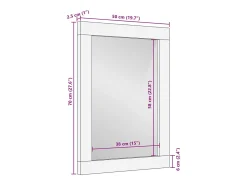 Espejo-Espejo de baño 50x70x2,5 cm madera maciza de mango y cristal Marru00f3n