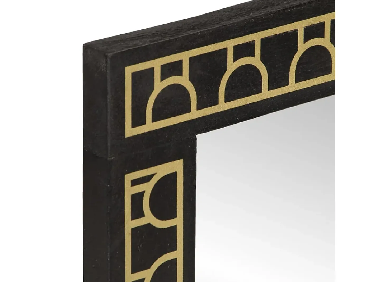 Espejo-Espejo de baño 50x70x2,5 cm madera maciza de mango y cristal Negro
