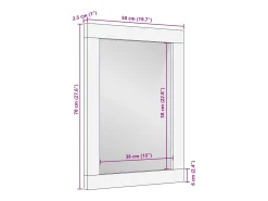 Espejo-Espejo de baño 50x70x2,5 cm madera maciza de mango y cristal Negro