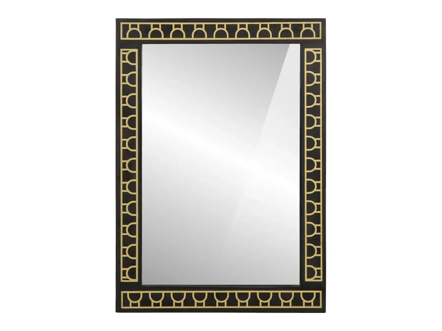 Espejo-Espejo de baño 50x70x2,5 cm madera maciza de mango y cristal Negro