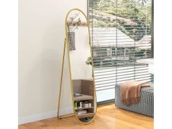 Espejo de cuerpo con soporte, metal, (40x4x160 cm) Dorado Clearance