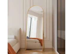 Sale Espejo de cuerpo entero - 165 x 60 cm - Marco de metal - Arqueado - Para salón o vestidor - Dorado