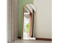Sale Espejo de cuerpo entero - 165 x 60 cm - Marco de metal - Arqueado - Para salón o vestidor - Dorado