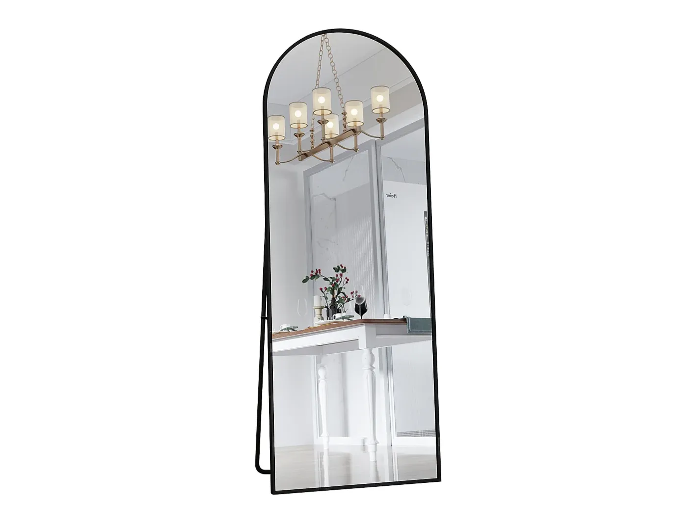 Espejo de cuerpo entero 162 x 53 cm, espejo de pie, espejo de pared grande, espejo de tocador de pie para dormitorio, salón, Negro Outlet