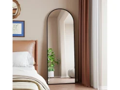 Espejo de cuerpo entero 162 x 53 cm, espejo de pie, espejo de pared grande, espejo de tocador de pie para dormitorio, salón, Negro Outlet