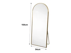 Espejo de cuerpo entero arqueado, 54 x 164 cm, de pared, inclinado, espejo de pie para salón, Dorado Outlet