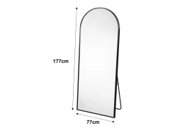 New Espejo de cuerpo entero arqueado, 77 x 177 cm, para pared, inclinado, espejo de pie para salón, Negro