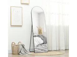 Espejo de cuerpo entero con soporte, diseño de arco, cristal, (150x50x3,6 cm) Negro Sale