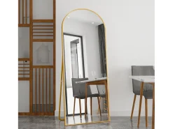 Espejo de cuerpo entero con marco fino , 180 x 80 cm, espejo grande de pie, para dormitorio, vestidor y espejo de pared. Dorado