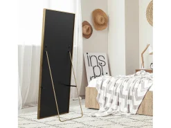 Espejo de cuerpo entero irrompible de 77 x 177 cm, de pie o para colgar en la pared, espejo de pie grande, Dorado Hot