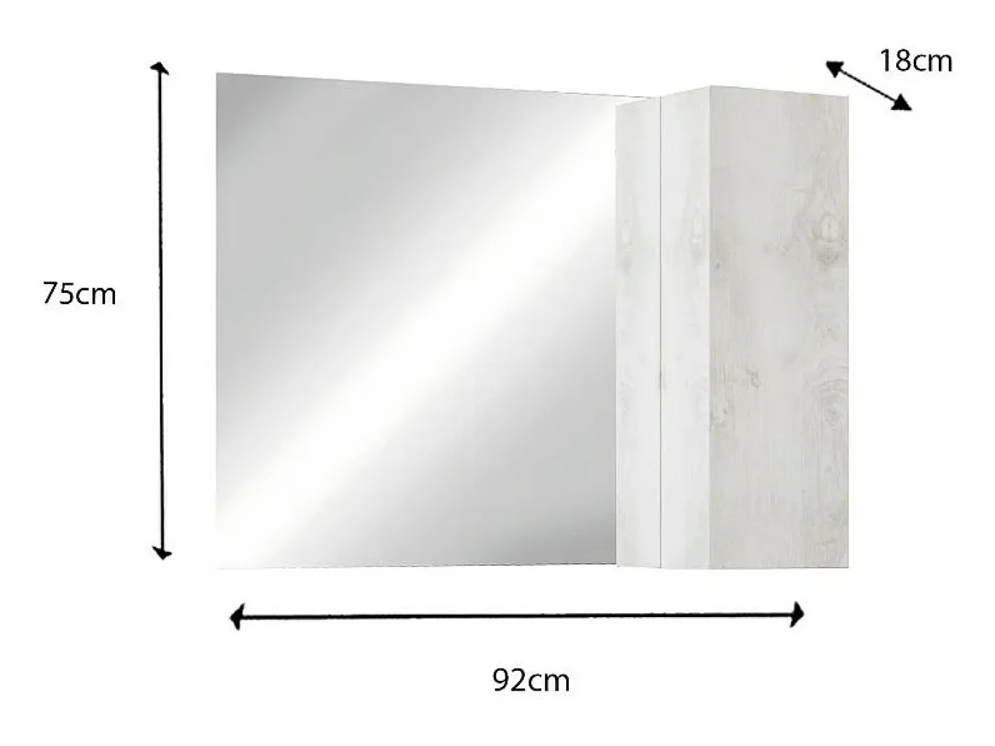 Online Meublorama Espejo de diseño con almacenamiento, 92x75 cm, colección ISORA, color efecto madera Blanco