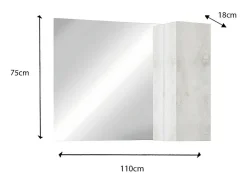 Clearance Meublorama Espejo de diseño con almacenamiento, 110x75 cm, colección ISORA, color efecto madera Blanco