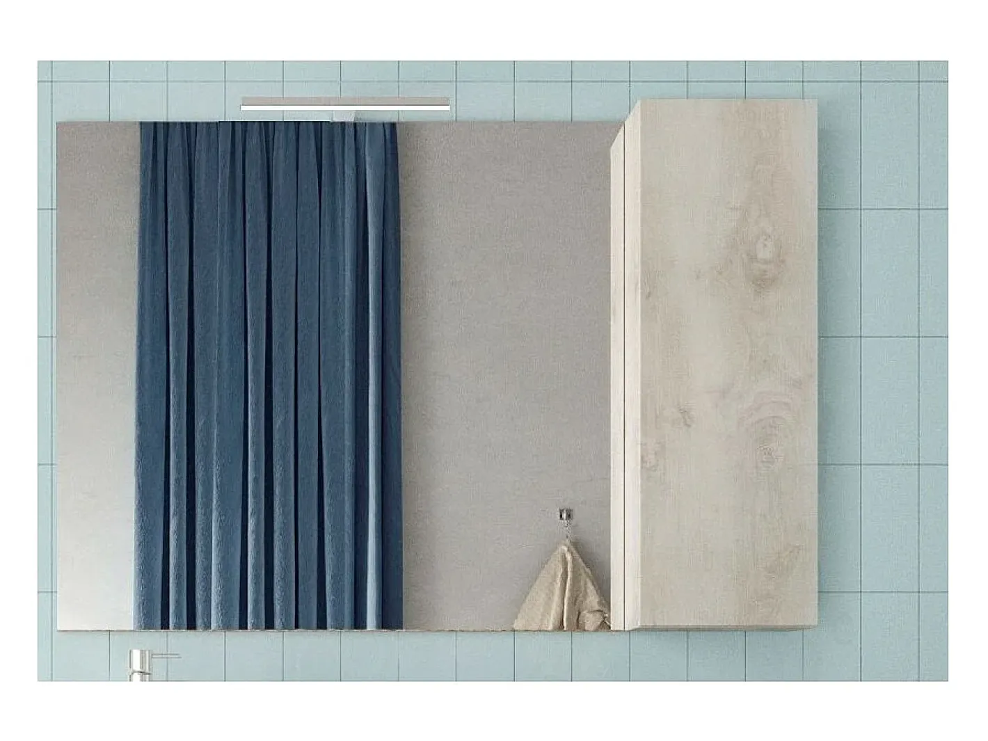 Clearance Meublorama Espejo de diseño con almacenamiento, 110x75 cm, colección ISORA, color efecto madera Blanco