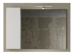 Best Meublorama Espejo de diseño con almacenamiento, 110x75 cm, colección BURA, color brillante y concreto. Blanco