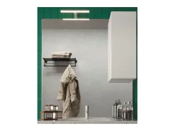 Meublorama Espejo-Espejo de diseño con almacenamiento, 100x110 cm, colección VITARIO, color brillante. Blanco