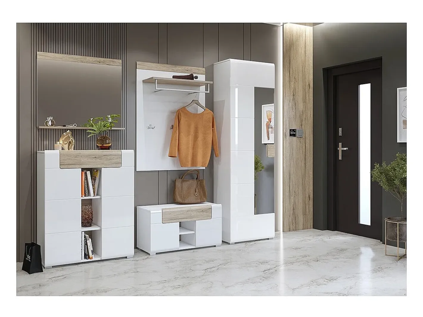 Best Meublorama Espejo de diseño OHIO – 83x72 cm – Roble claro con estante integrado Marru00f3n