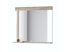 Best Meublorama Espejo de diseño OHIO – 83x72 cm – Roble claro con estante integrado Marru00f3n