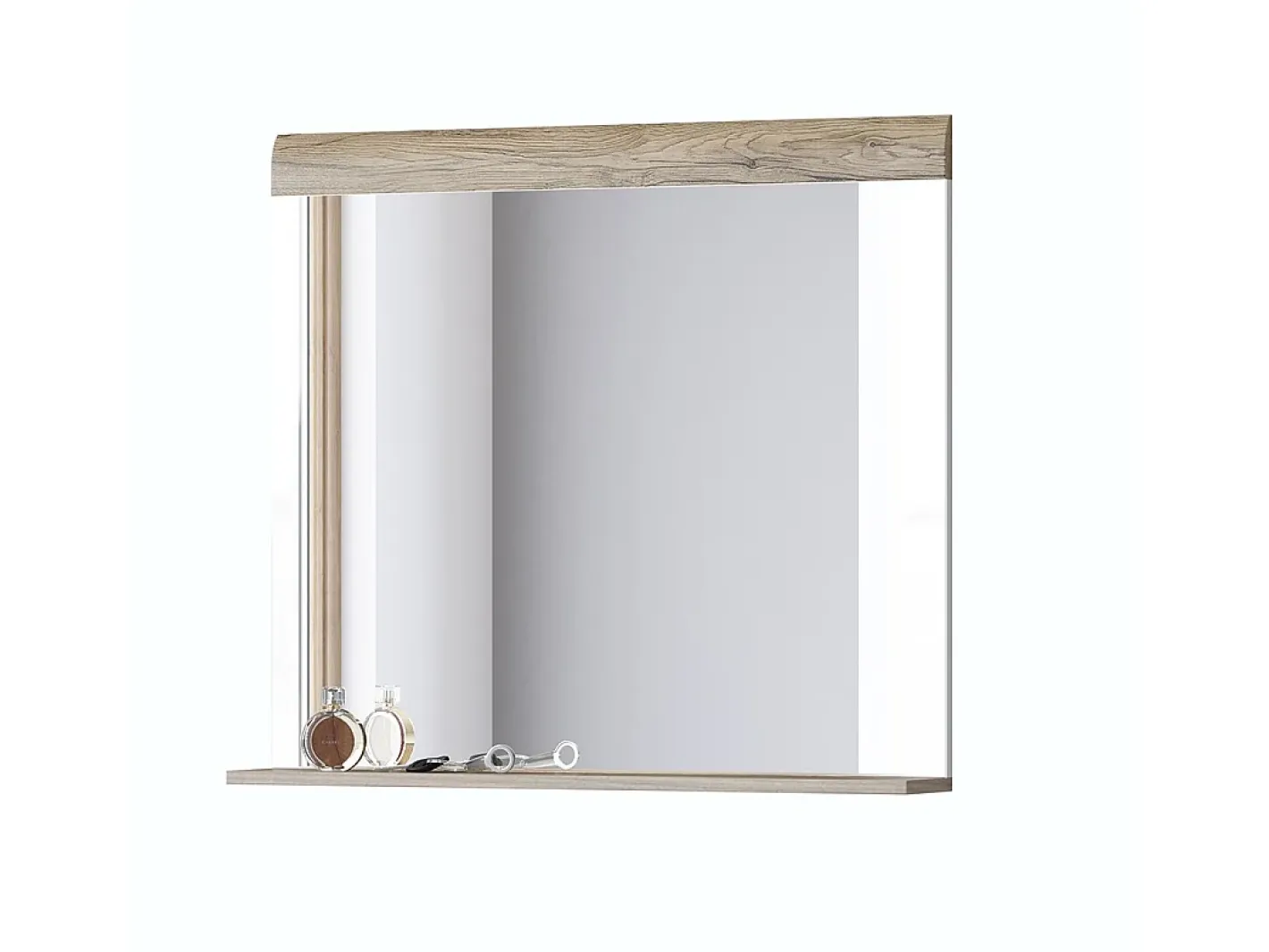 Best Meublorama Espejo de diseño OHIO – 83x72 cm – Roble claro con estante integrado Marru00f3n