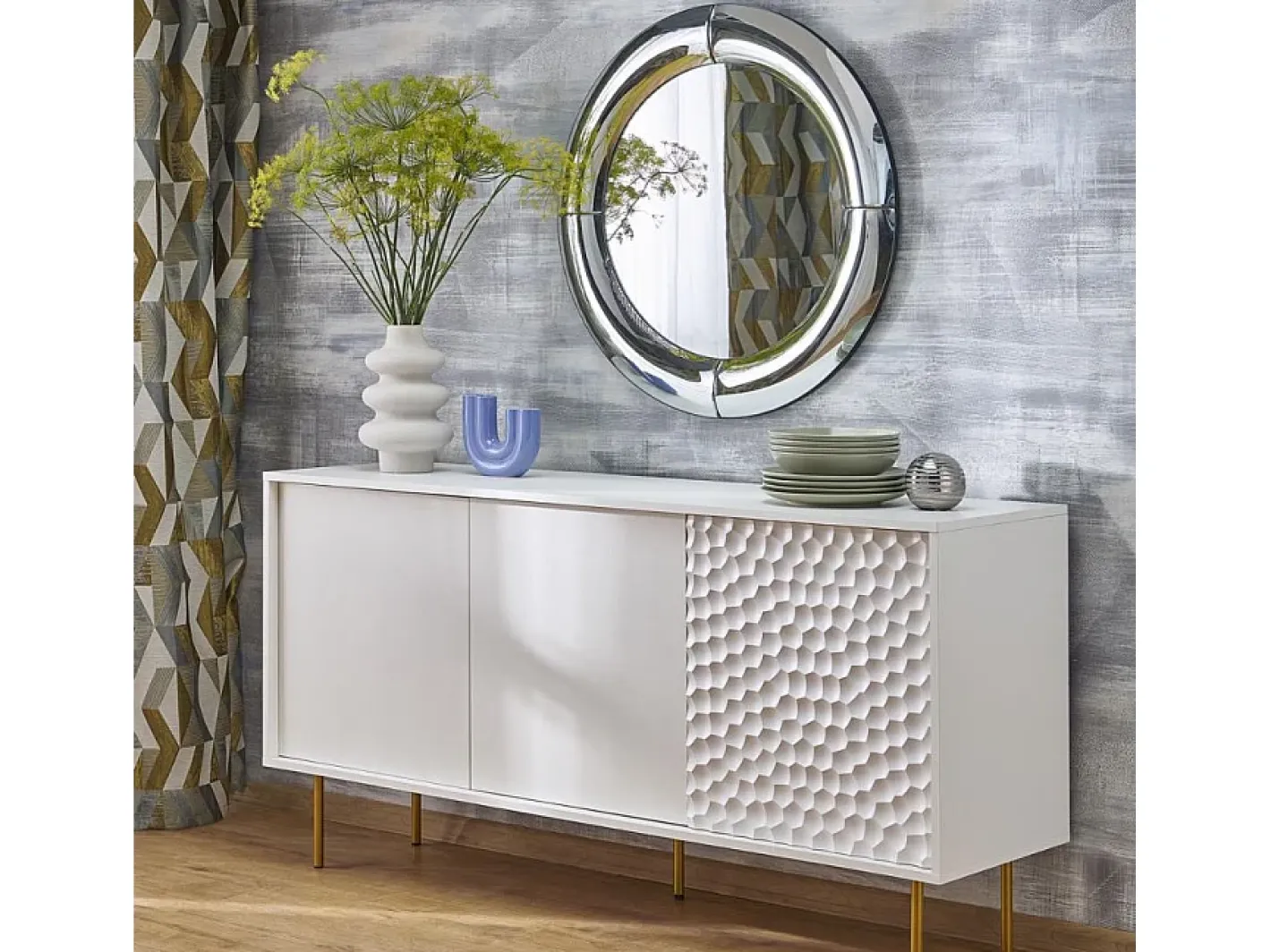 MSO Espejo de diseño redondo 80cm Luni Plateado Hot