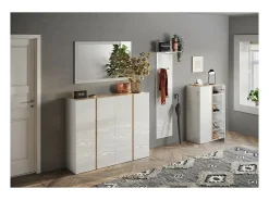 Meublorama Espejo De Pared|Espejo-Espejo de entrada de diseño, 110x68 cm, colección KEY, marco brillante lacado. Blanco