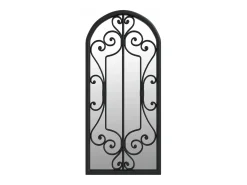 New Espejo de jardín hierro para uso exterior 100x45 cm ES908157 Negro