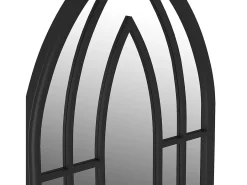 Hot Espejo de jardín 100x45 cm Hierro para uso exterior Negro