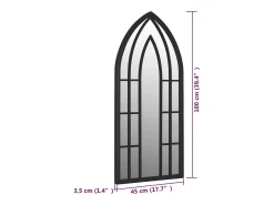 Hot Espejo de jardín 100x45 cm Hierro para uso exterior Negro