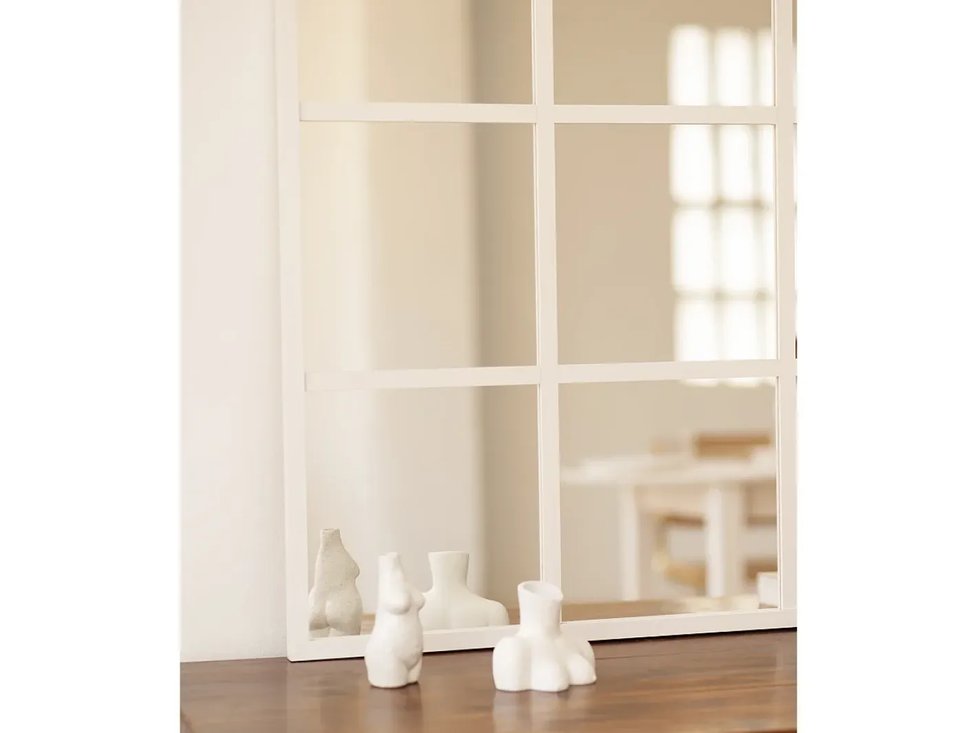 Best DECOWOOD Espejo de madera color de 90x90cm - LISBOA - Blanco