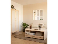 Best DECOWOOD Espejo de madera color de 90x90cm - LISBOA - Blanco