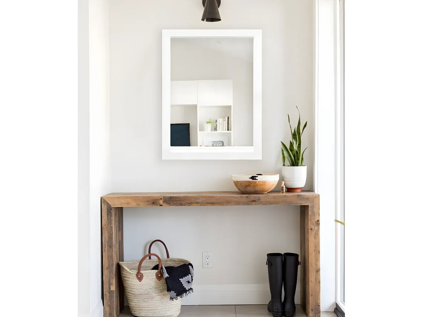 DECOWOOD Espejo de madera color de 49x149cm - EIRA BOLD - Blanco Outlet