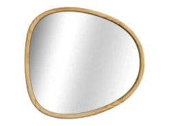 Sweeek Espejo de madera de abeto decorativo de pared, 55cm natural Color natural claro Outlet
