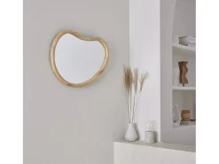 Sweeek Espejo-Espejo de madera de abeto decorativo de pared, 65cm natural Color natural claro
