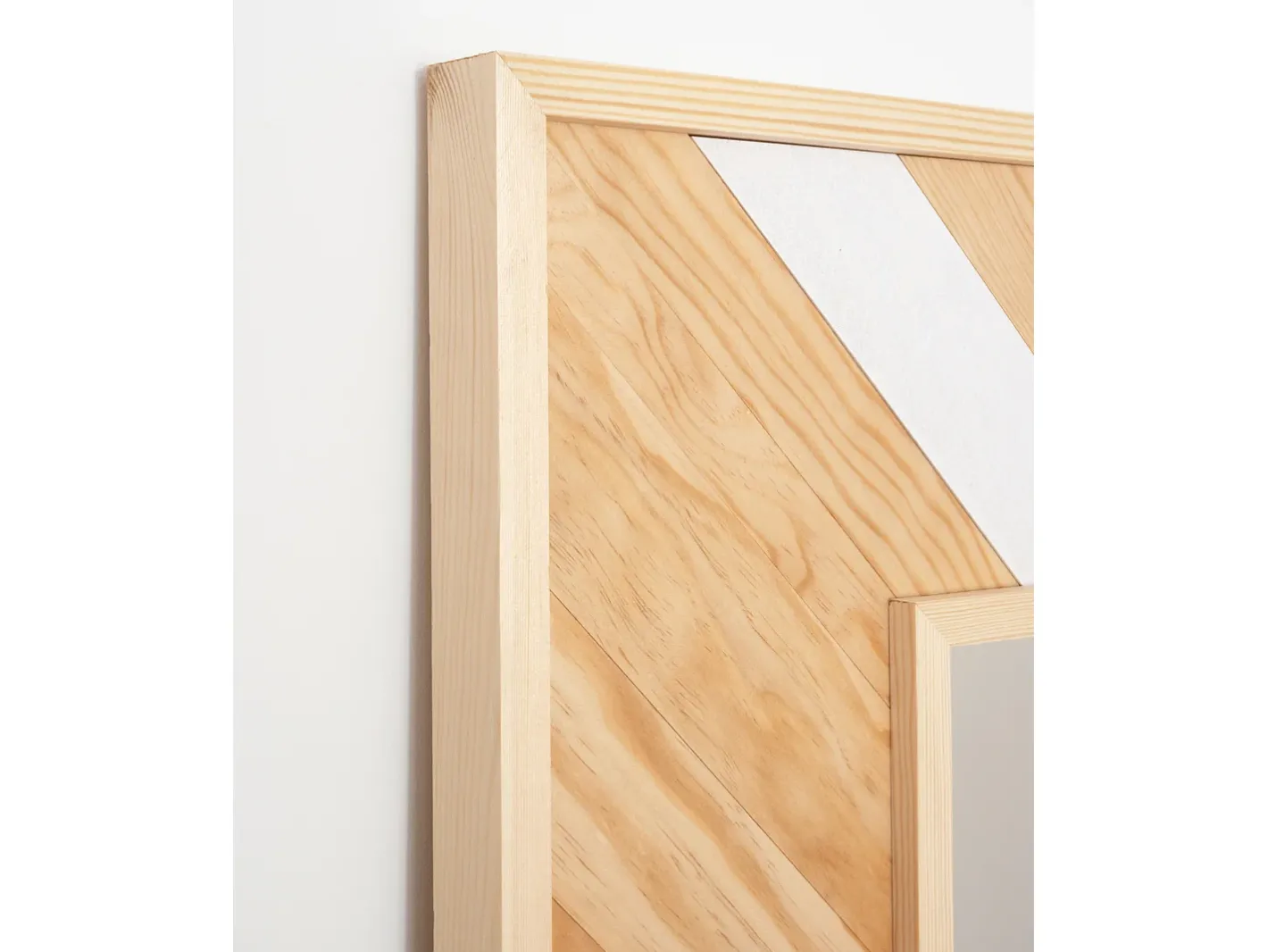 DECOWOOD Espejo de madera maciza en tono natural y blanco de 163x84cm - ZAZOO - Multicolor Hot