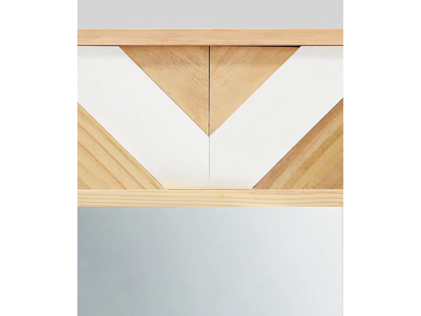 DECOWOOD Espejo de madera maciza en tono natural y blanco de 163x84cm - ZAZOO - Multicolor Hot