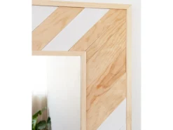 DECOWOOD Espejo de madera maciza en tono natural y blanco de 163x84cm - ZAZOO - Multicolor Hot
