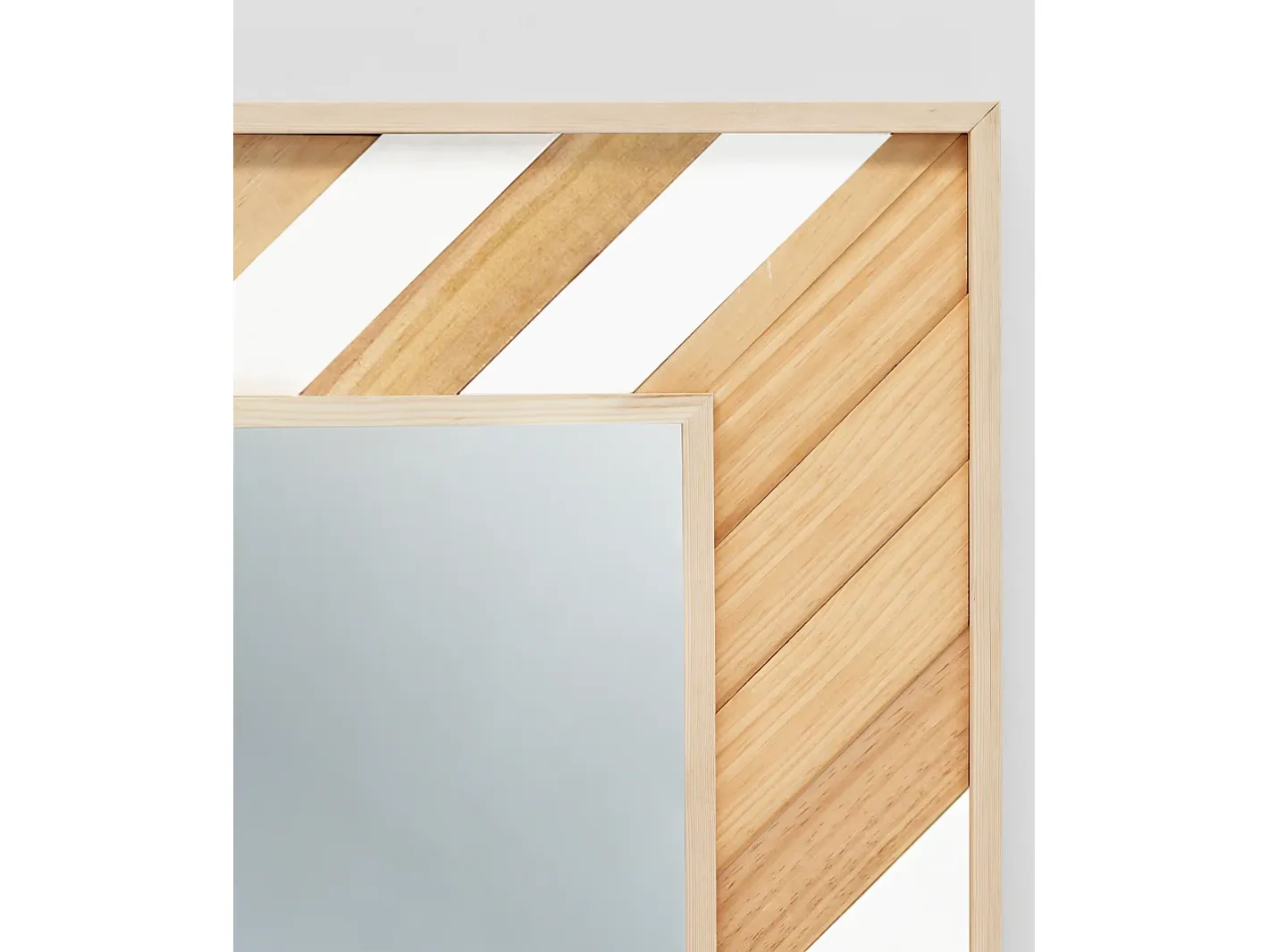 DECOWOOD Espejo de madera maciza en tono natural y blanco de 163x84cm - ZAZOO - Multicolor Hot