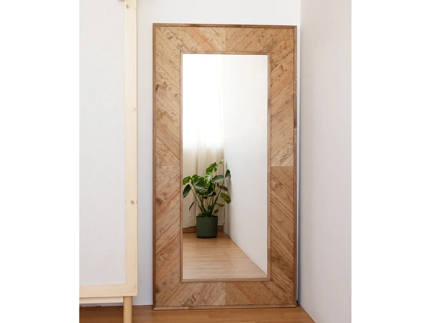 DECOWOOD Espejo De Pared|Espejo-Espejo de madera maciza en tono roble oscuro de 163x84cm - VILLA - Multicolor