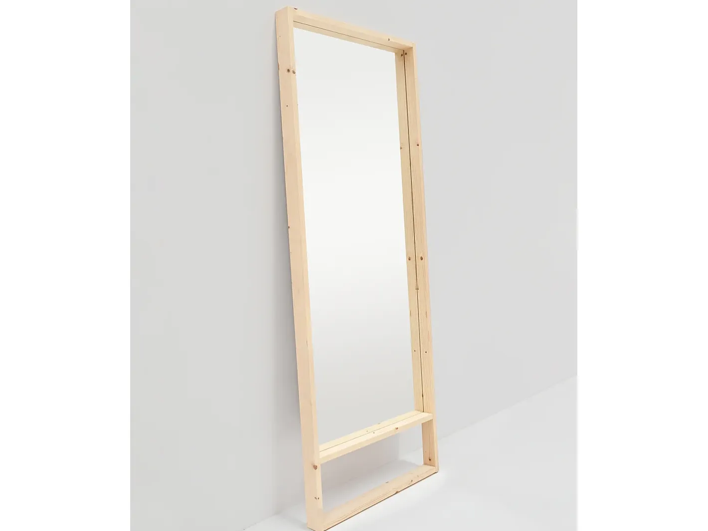 DECOWOOD Espejo de madera maciza tono natural de 160x60cm - WALLS - Beige Discount