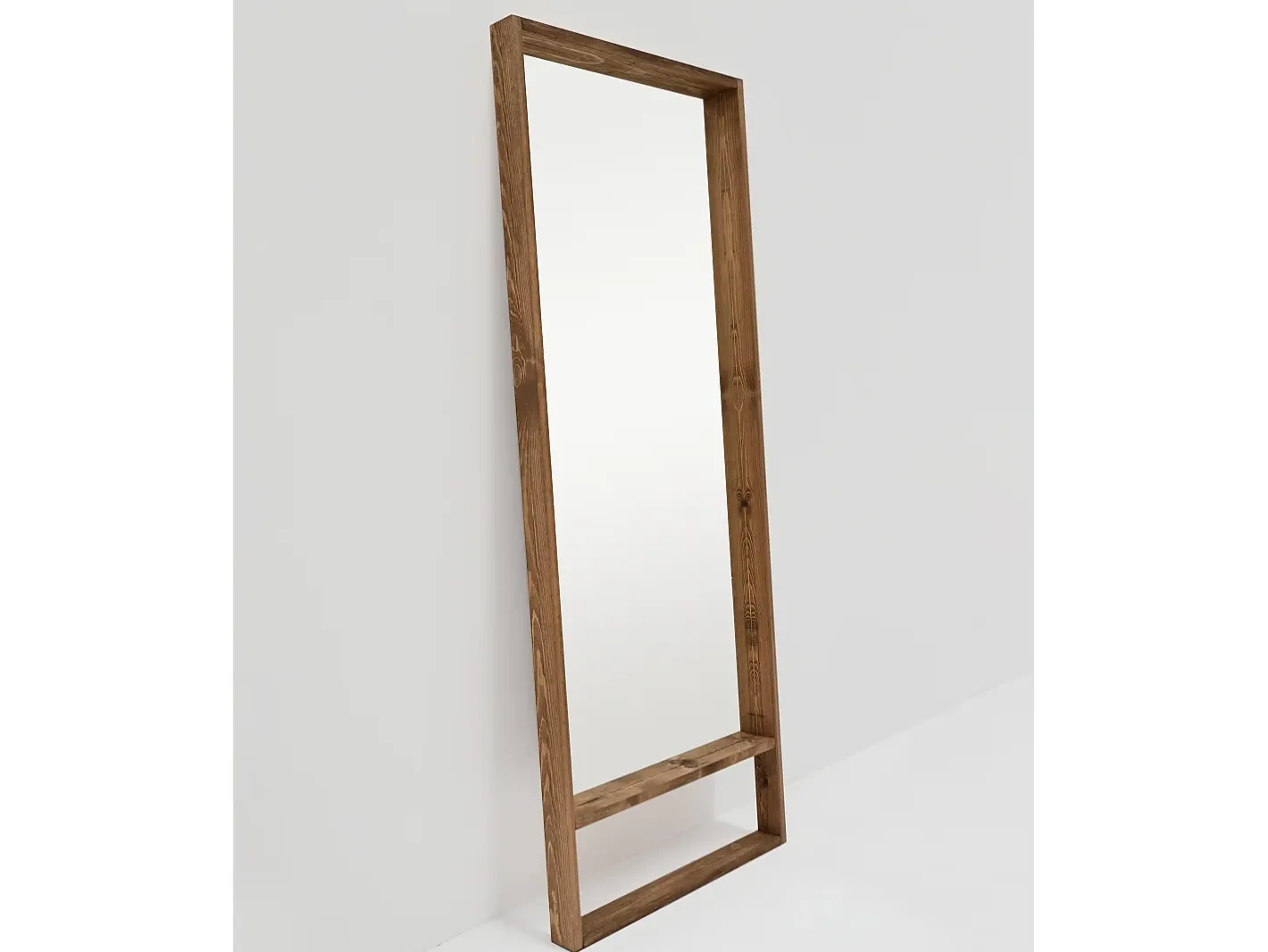 DECOWOOD Espejo de madera maciza tono roble oscuro de 160x60cm - WALLS - Marru00f3n Discount