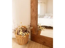 DECOWOOD Espejo De Pared|Espejo-Espejo de madera maciza tono roble oscuro de 165x65cm - IZAL - Marru00f3n