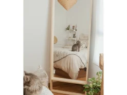 DECOWOOD Espejo de madera maciza tono natural de 160x80cm - WALLS - Beige