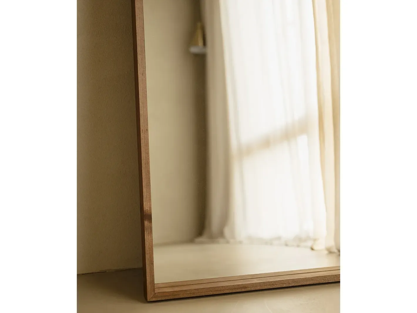 Hot DECOWOOD Espejo de madera maciza tono roble oscuro de 160x60cm - WALLS - Marru00f3n