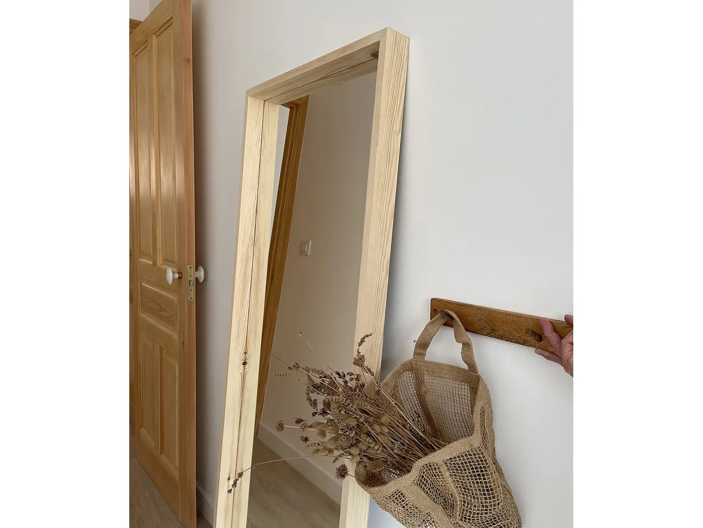 Discount DECOWOOD Espejo de madera maciza tono natural de 160x80cm - WALLS - Beige