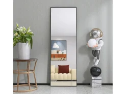New Espejo de maquillaje rectangular de cristal templado, 165*60 cm, marco de aleación de aluminio, color . Negro