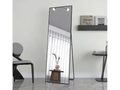 New Espejo de maquillaje rectangular de cristal templado, 165*60 cm, marco de aleación de aluminio, color . Negro