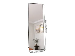 New Espejo de maquillaje rectangular de cristal templado, 165*60 cm, marco de aleación de aluminio, color . Negro