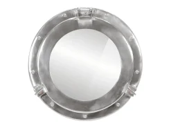Clearance Espejo de ojo de buey de pared aluminio y vidrio Ø38 cm ES238805 Plateado