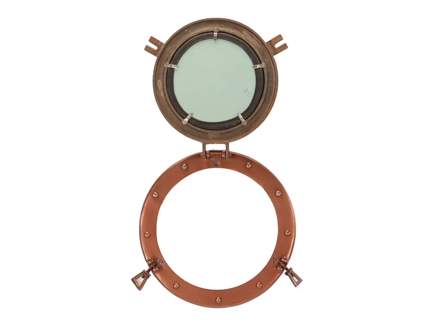 Espejo de ojo de buey de pared aluminio y vidrio Ø30 cm ES348653 Marru00f3n