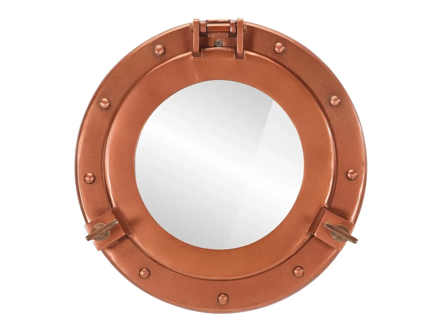 Espejo de ojo de buey de pared aluminio y vidrio Ø30 cm ES348653 Marru00f3n